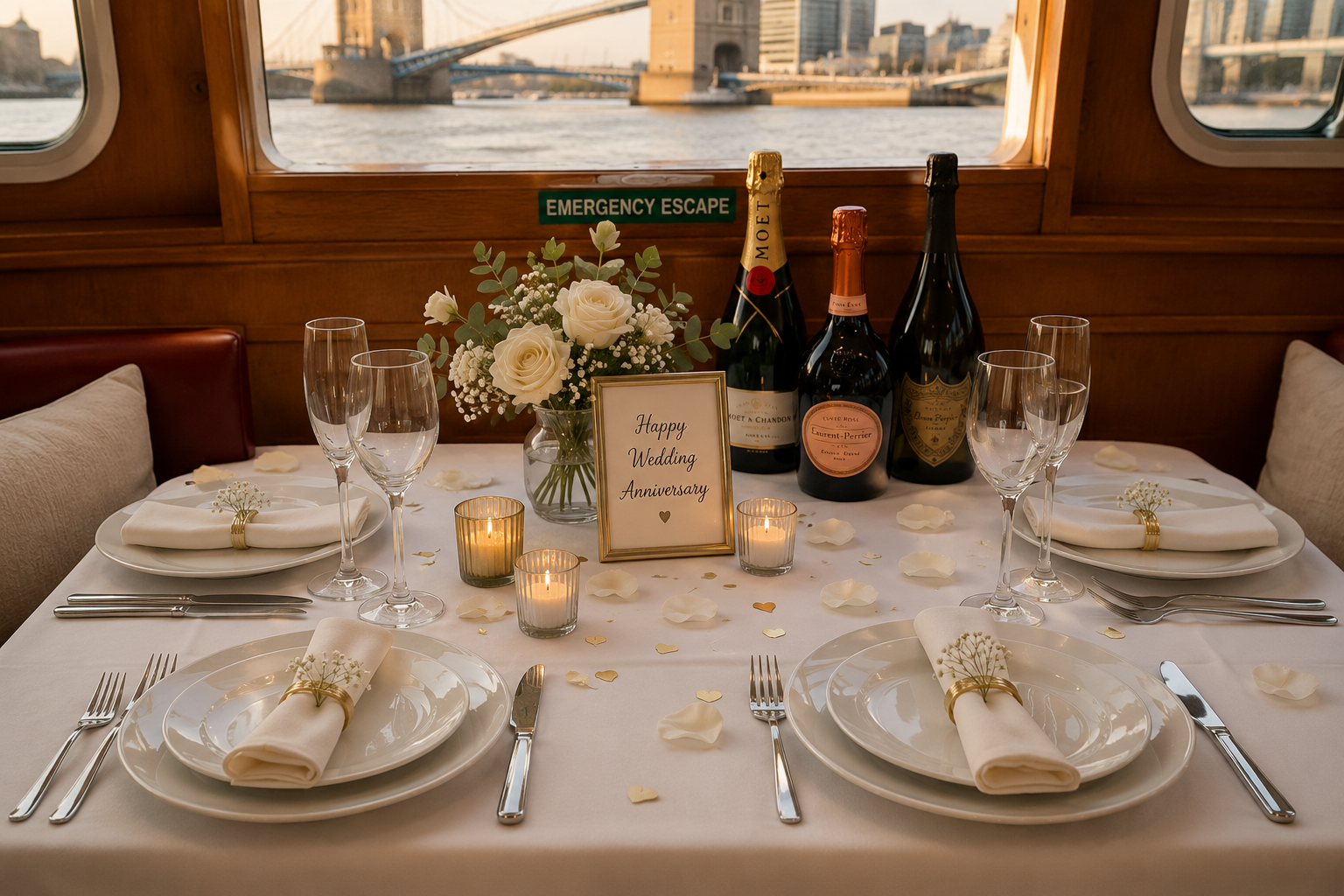 Private anniversary boat hire London